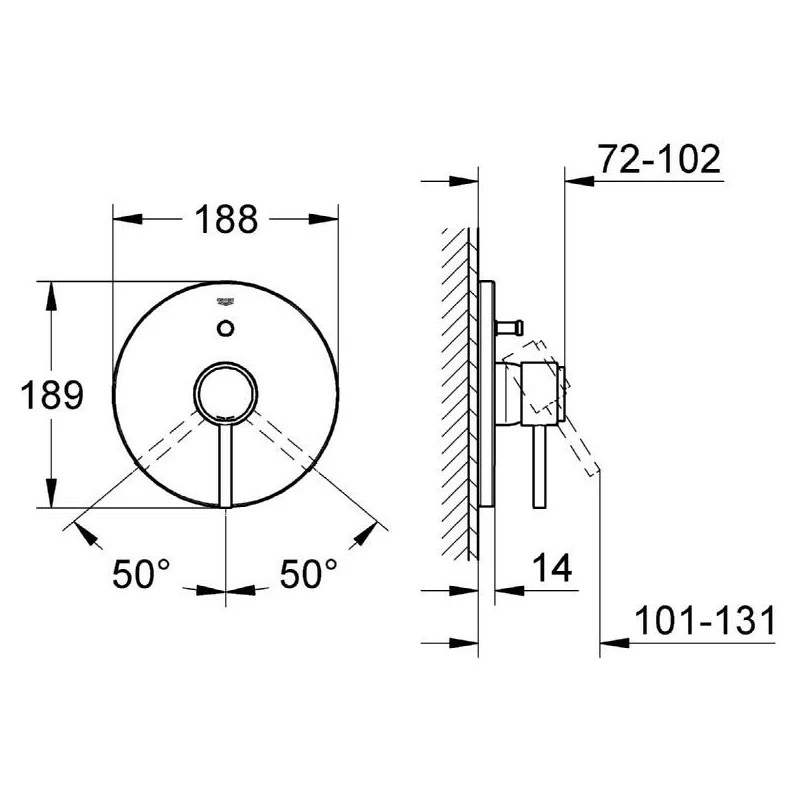 Grohe Atrio Single-Lever Bath/Shower Mixer Trim 19459 - Image 2
