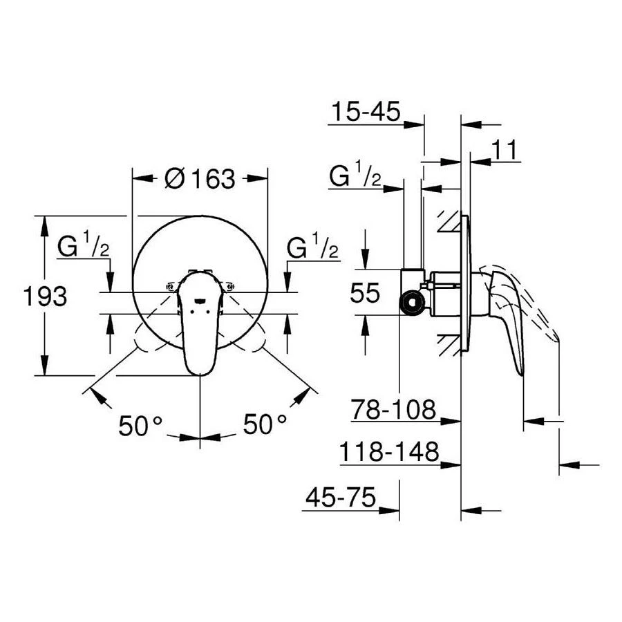 Grohe Eurostyle Single-Lever Shower Mixer 1/2″ 23725 - Image 2