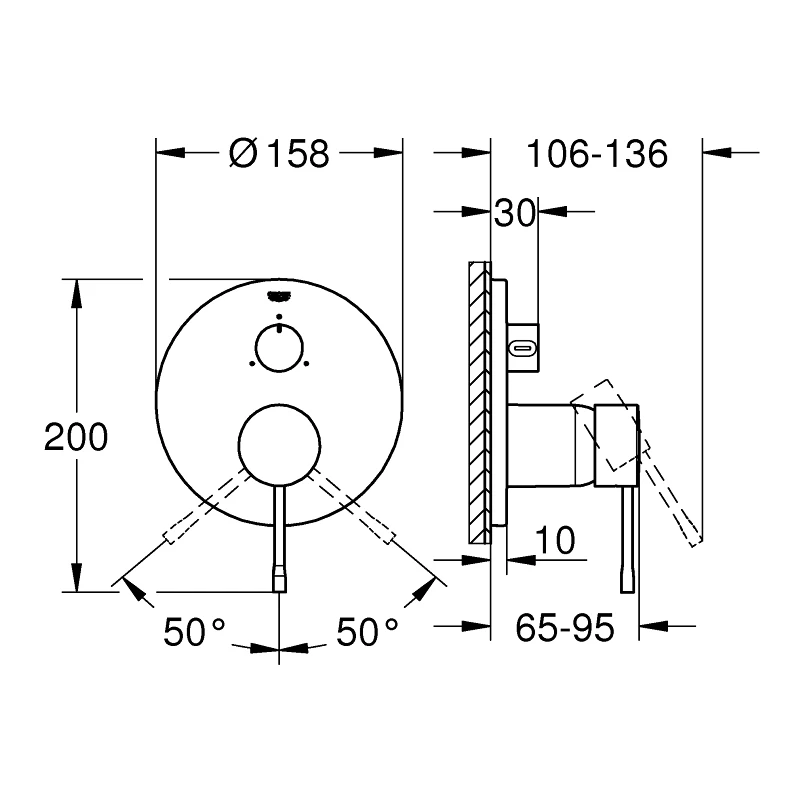 Grohe Essence Single-Lever Mixer Trim With 3-Way Diverter 24092 - Image 2