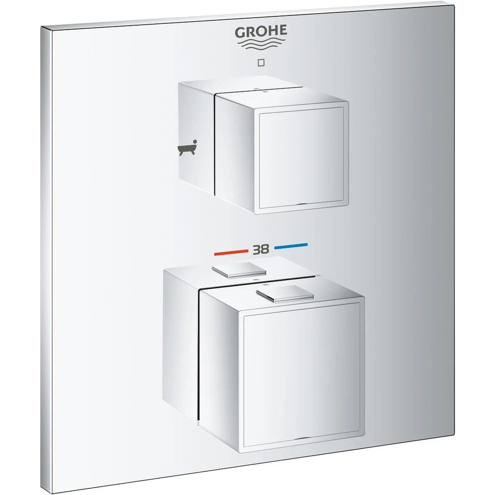 Grohe Grohtherm Cube Thermostatic Bath Tub Mixer Trim For 2 Outlets 24155