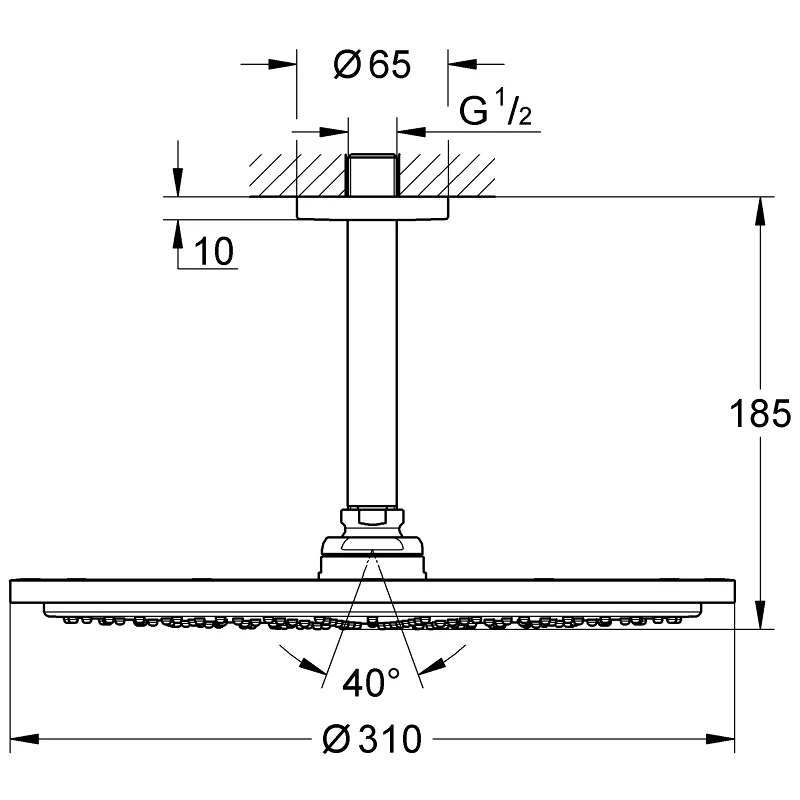 Grohe Rainshower 310 Ceiling Shower Set 26067 Brushed Sunrise - Image 2