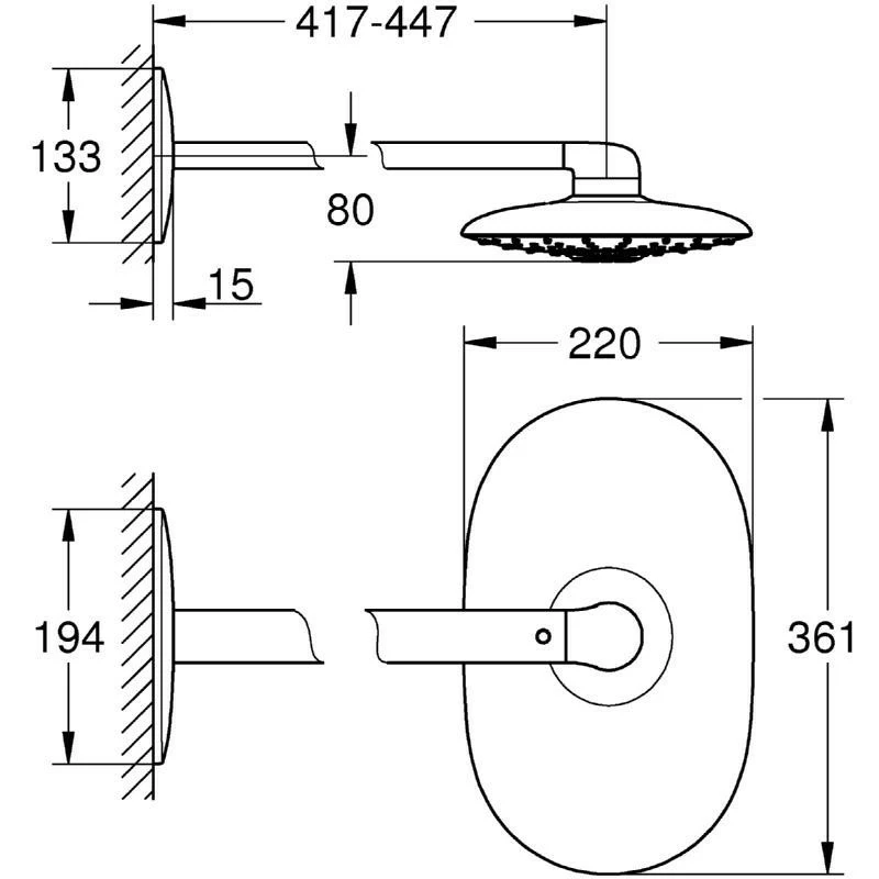 Grohe Rainshower 360 Head Shower Set, 2 Sprays 26254 - Image 2