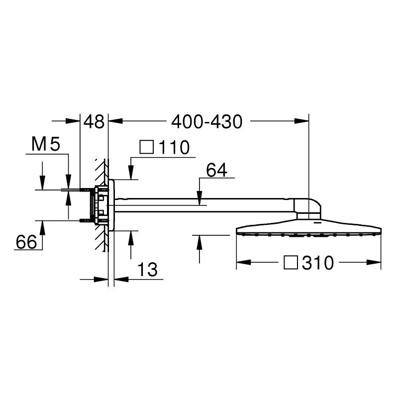 Grohe Rainshower 310 SmartActive Cube Head Shower Set 26479 - Image 2