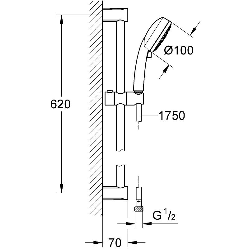Grohe Tempesta Cosmopolitan 100 Shower Rail Set 4 Sprays 27580 - Image 2