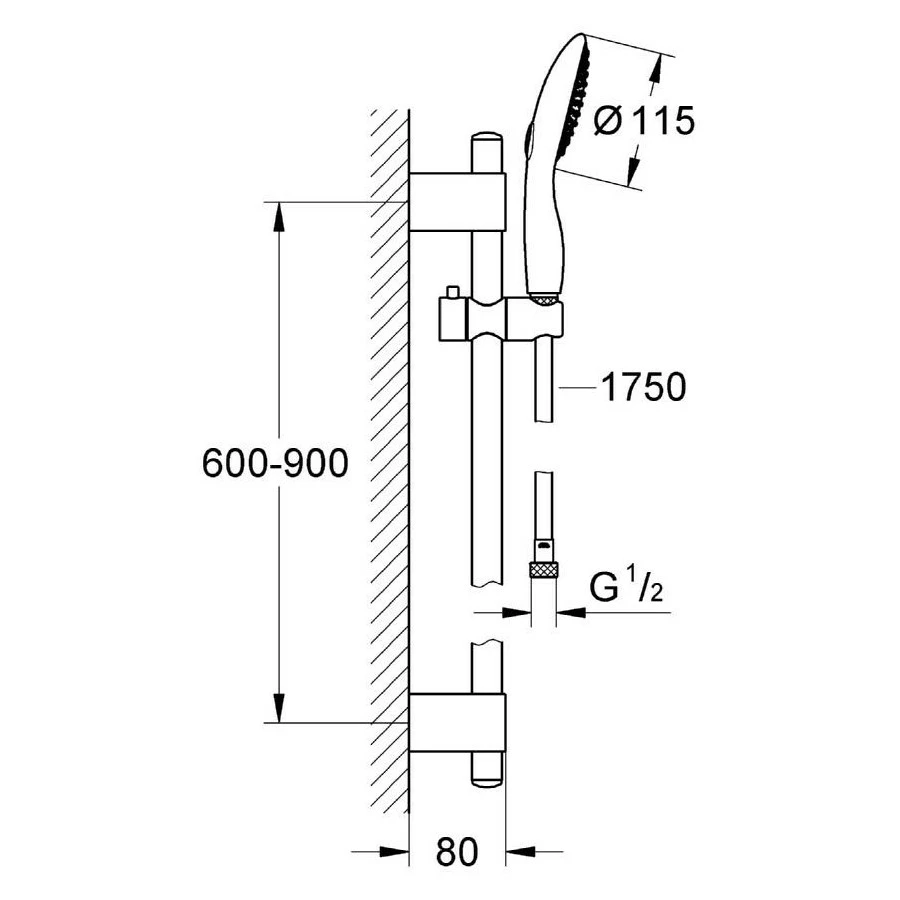 Grohe Power&Soul 115 900mm Shower Rail Set 2 Sprays 27759 - Image 2