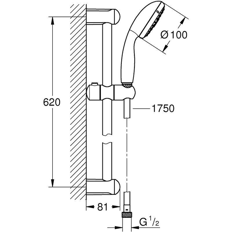 Grohe Tempesta 100 Shower Rail Set 4 Sprays 27795 Chrome - Image 2