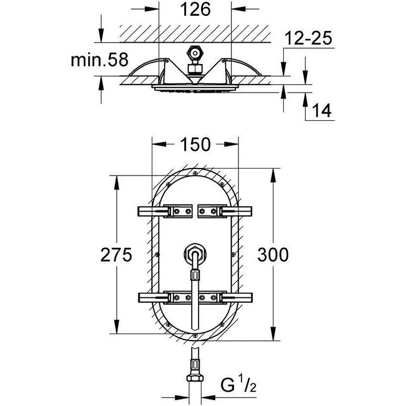 Grohe Rainshower Veris 300 Ceiling Shower 1 Spray 27861 - Image 2