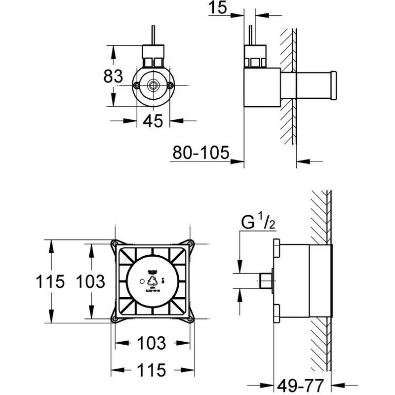 Grohe F-Digital Deluxe Rough-In Set Steam Generator 29074 - Image 2