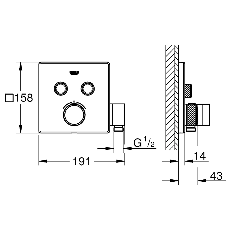 Grohe Smartcontrol Thermostat With 2 Valves & Holder 29125 - Image 2