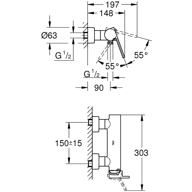Grohe Plus Single-Lever Exposed Shower Mixer 33577 - Image 2