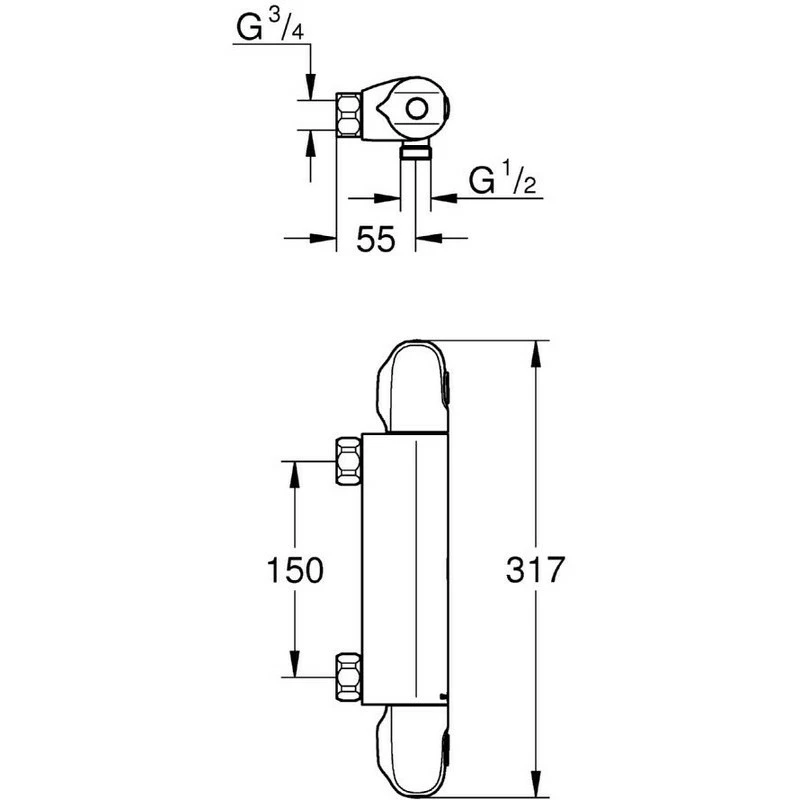 Grohe Grohtherm 1000 Thermostatic Shower Mixer 1/2″ 34146 Chrome - Image 2