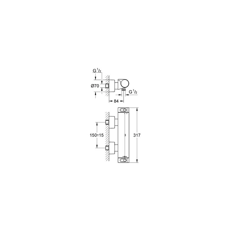 Grohe Grohtherm 2000 Thermostatic Shower Mixer 1/2″ 34169 - Image 2