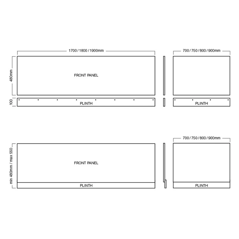 Halite 800mm Waterproof End Bath Panel White Gloss - Image 2