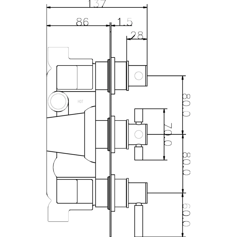 Hudson Reed Tec Pura Triple Thermostatic Valve - Image 2
