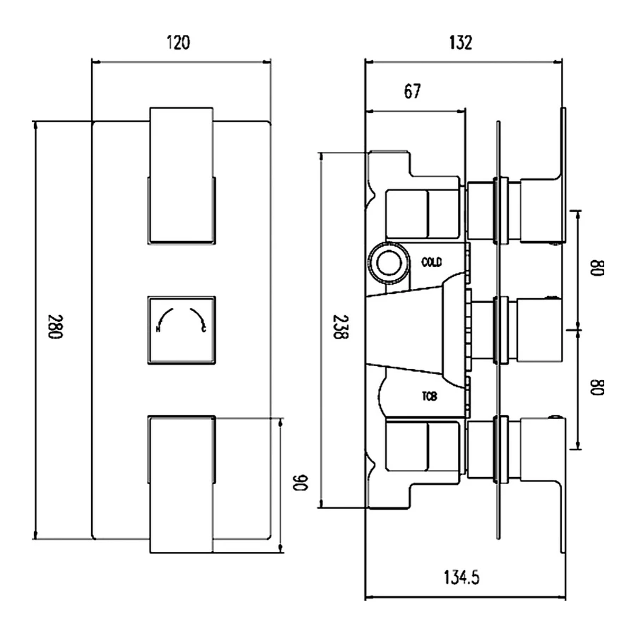 Hudson Reed Art Triple Thermostatic Shower Valve With Diverter - Image 2