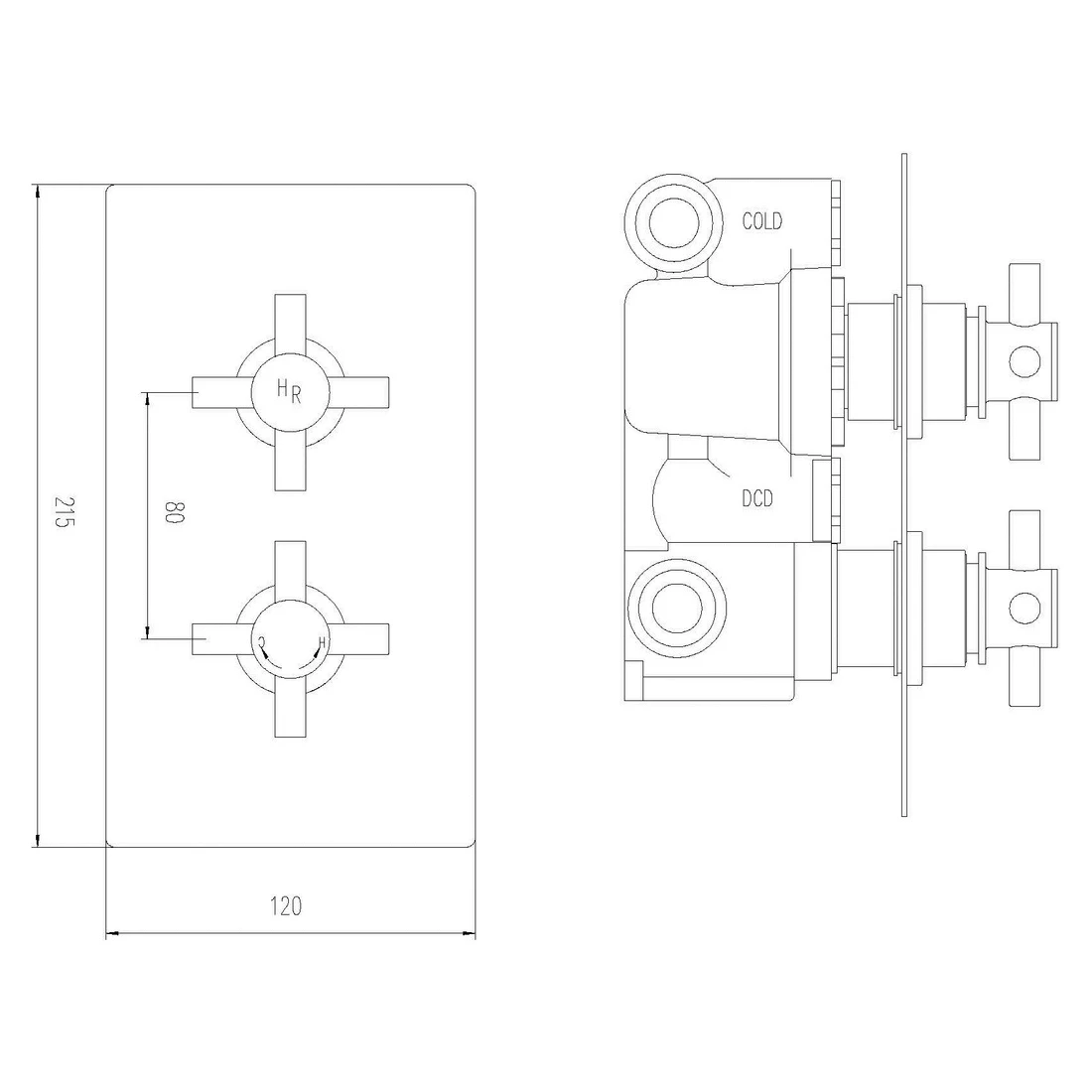 Hudson Reed Tec Crosshead Twin Shower Valve With Diverter - Image 2
