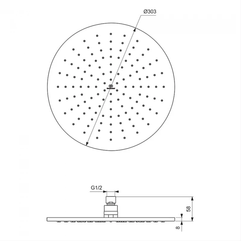 Ideal Standard Round 300mm Fixed Rainshower Head A5803 - Image 2