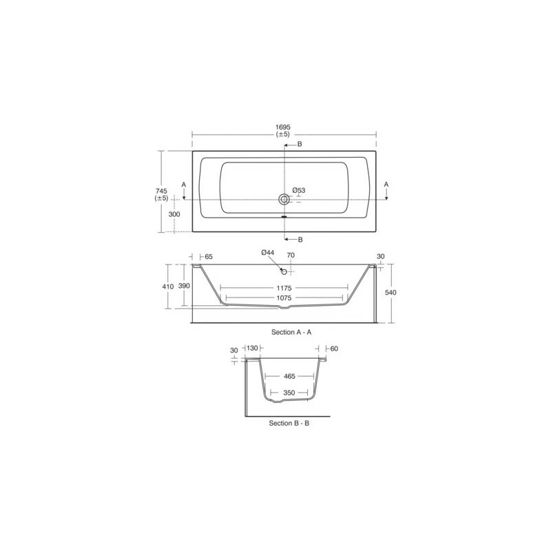 Ideal Standard Tempo Arc 170x75cm Double Ended Bath E2566 - Image 2