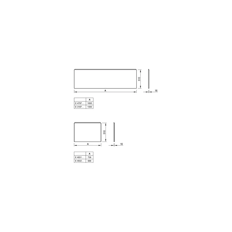 Ideal Standard Unilux Plus+ 70cm End Panel E4831 - Image 2