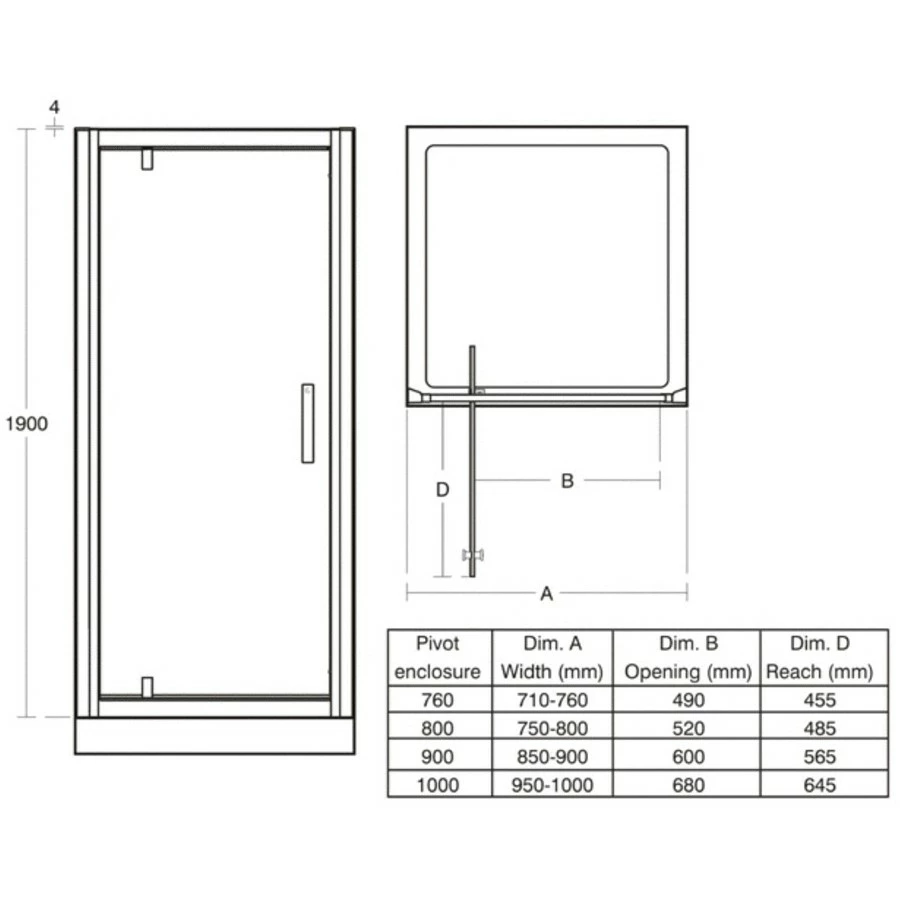 Ideal Standard Synergy 800mm Pivot Door L6202 Bright Silver - Image 2