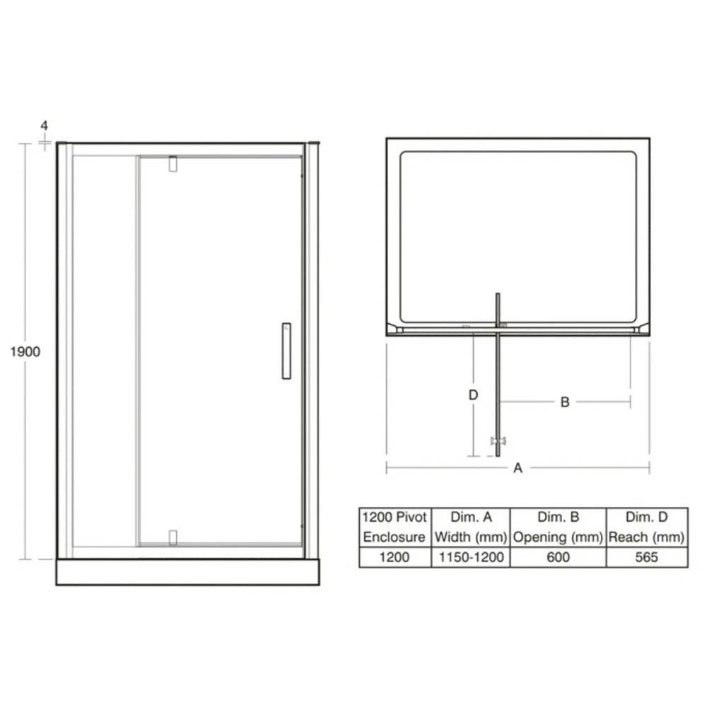 Ideal Standard Synergy 1200mm Pivot Door L6205 Bright Silver - Image 2