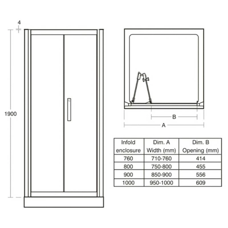 Ideal Standard Synergy 800mm Infold Door L6207 Bright Silver - Image 2