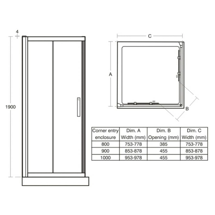 Ideal Standard Synergy 900mm Corner Entry Enclosure L6281 Silver - Image 2