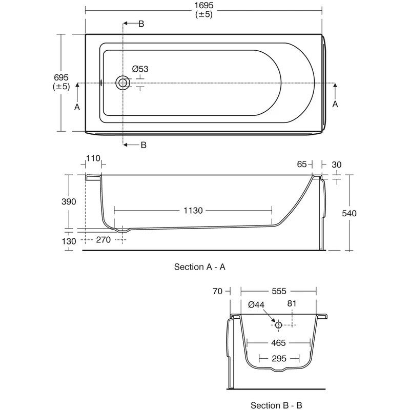 Ideal Standard Tesi 170 X 70cm Bath T0005 White - Image 2