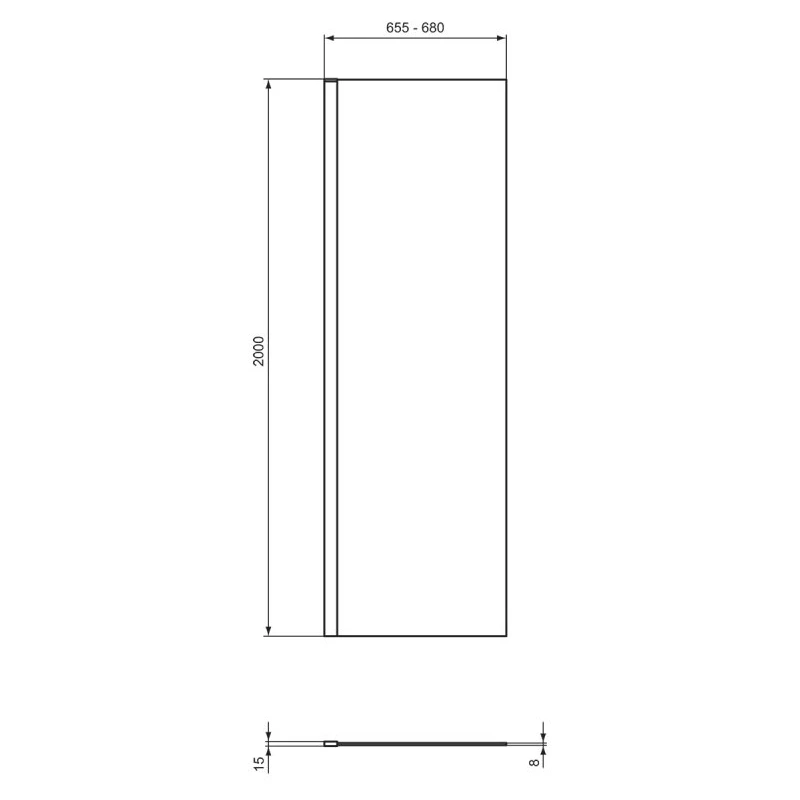 Ideal Standard I.Life Wetroom Screen 700mm 8mm Glass T4869 - Image 3