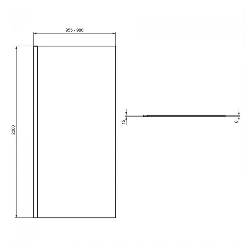 Ideal Standard I.Life Wetroom Screen 1000mm 8mm Glass T4872 - Image 3