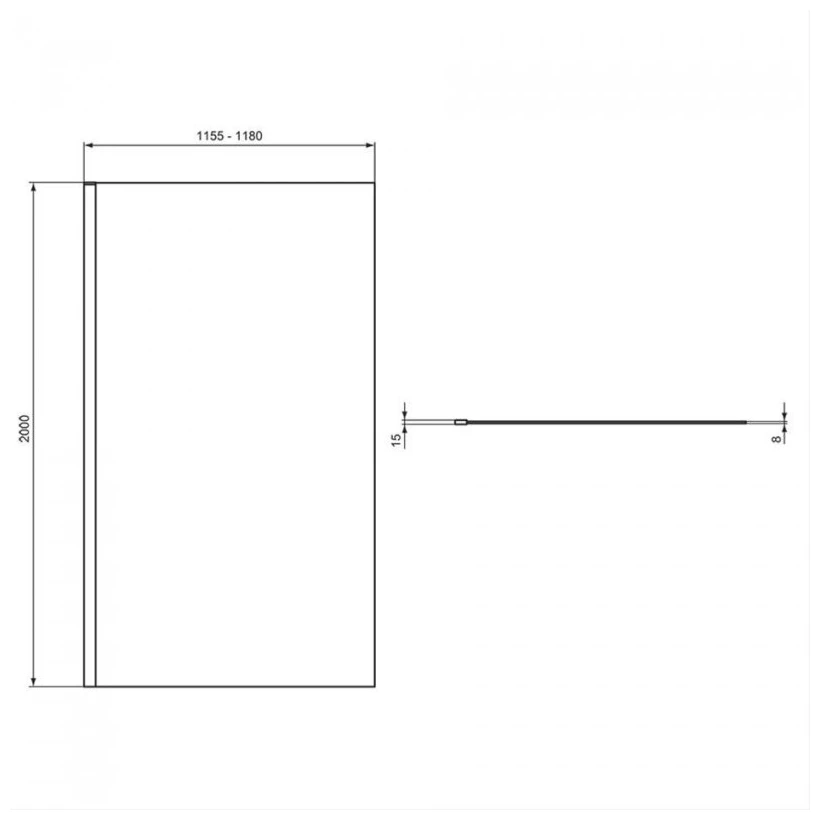 Ideal Standard I.Life Wetroom Screen 1200mm 8mm Glass T4873 - Image 3