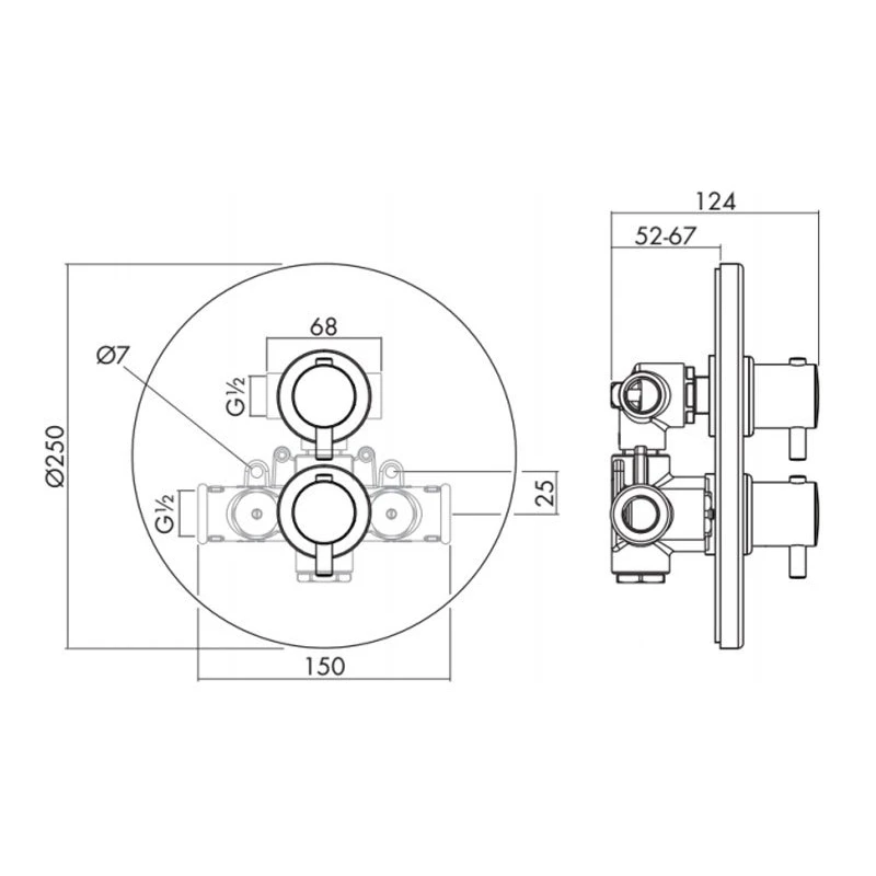 Inta Kiko Thermostatic Concealed Dual Outlet Shower - Image 2