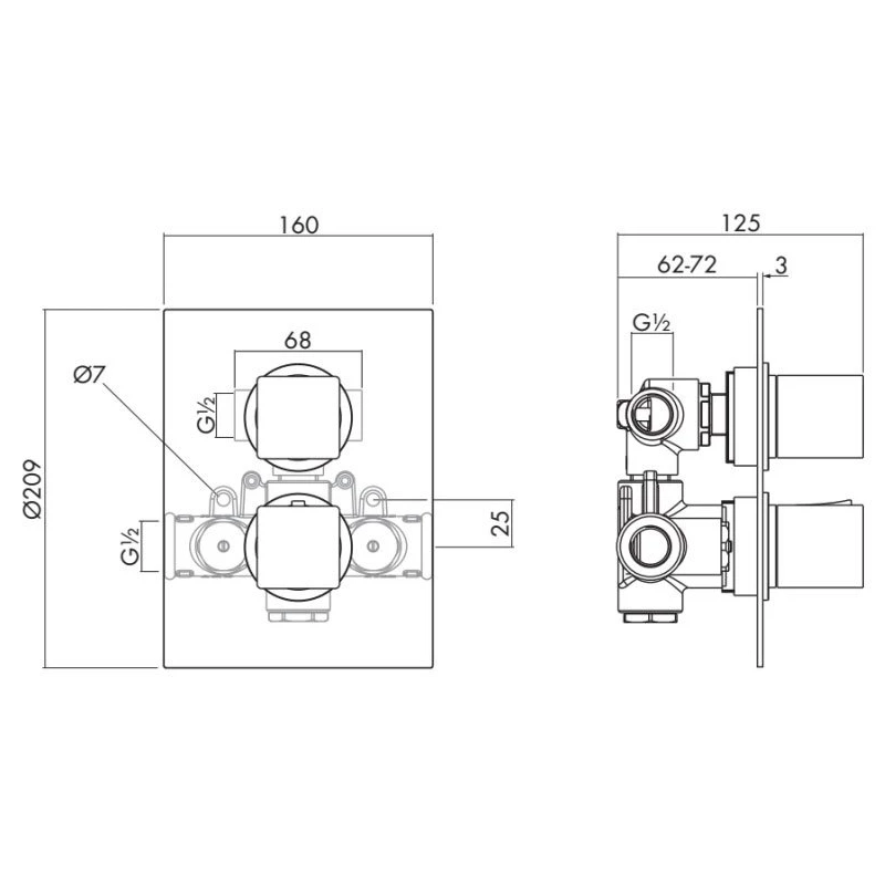 Inta Mio Thermostatic Concealed Single Outlet Shower - Image 2