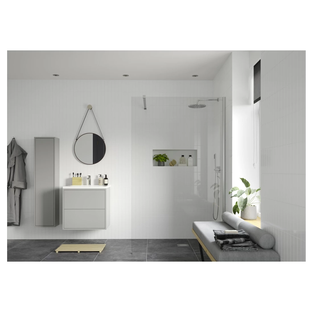 Refresh Wesley Wetroom Panel & Support Bar 1100mm