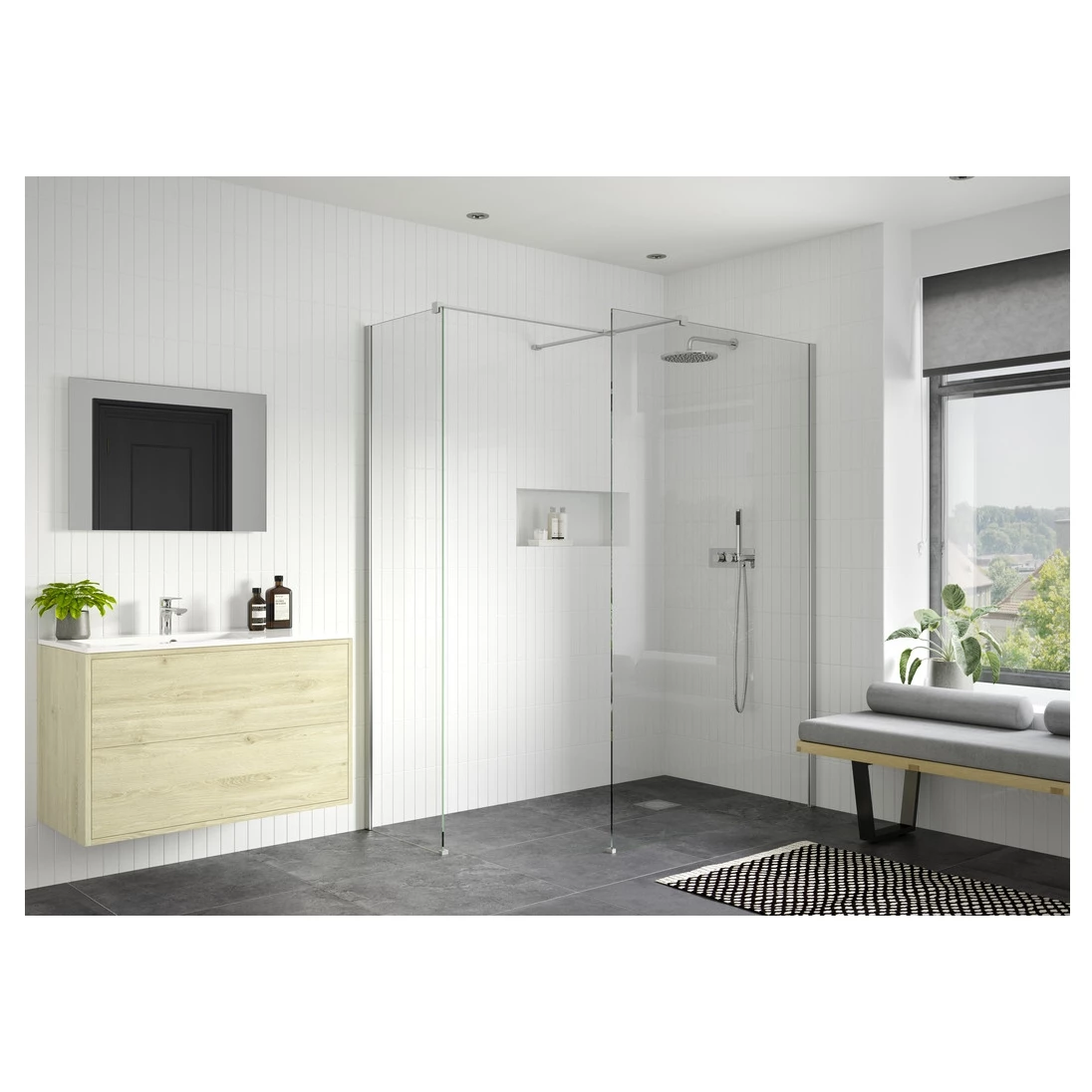 Refresh Wesley Wetroom Panel & Support Bar 1100mm - Image 2