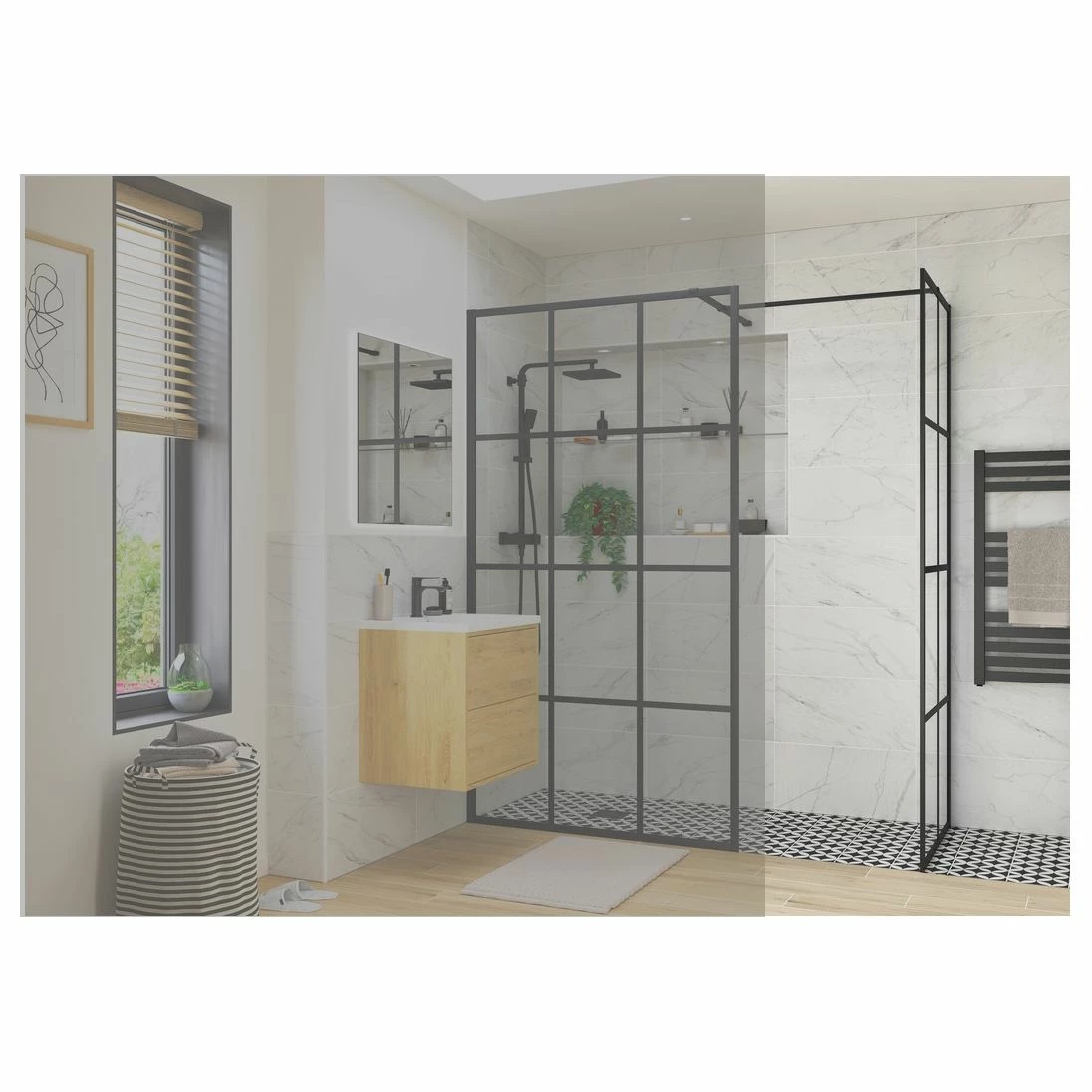 Refresh Wesley Black Framed Wetroom Side Panel 800mm