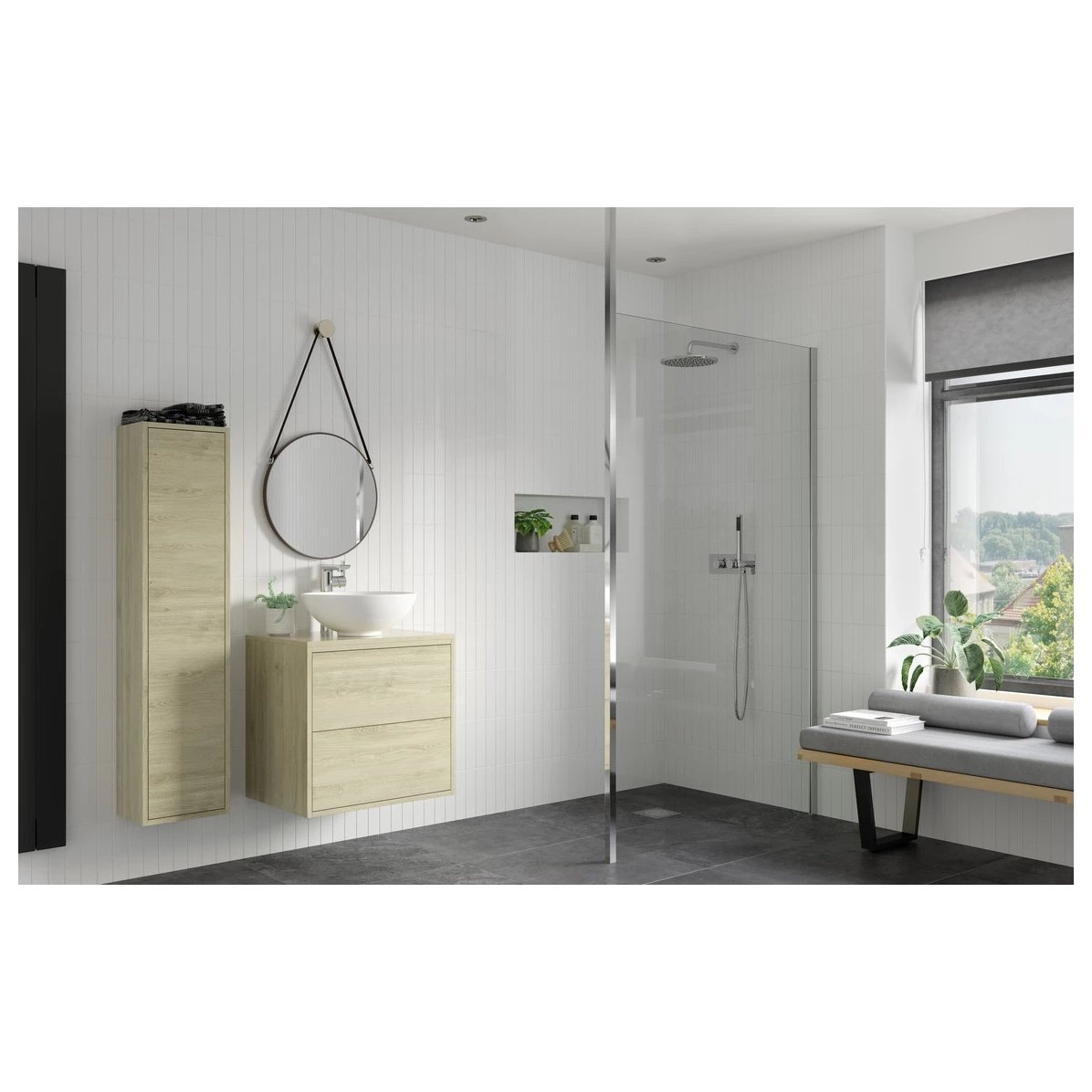 Refresh Wesley Wetroom Panel & Floor-to-Ceiling Pole 1000mm