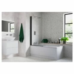 Iona Single Straight Bath Screen Black