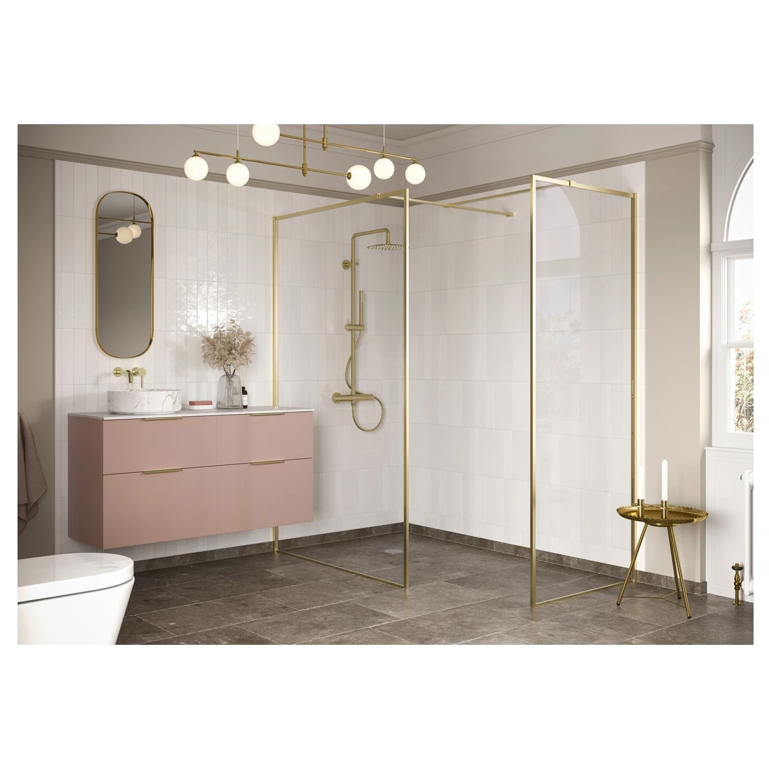 Refresh Wesley Brushed Brass Profile Wetroom Side Panel 800mm