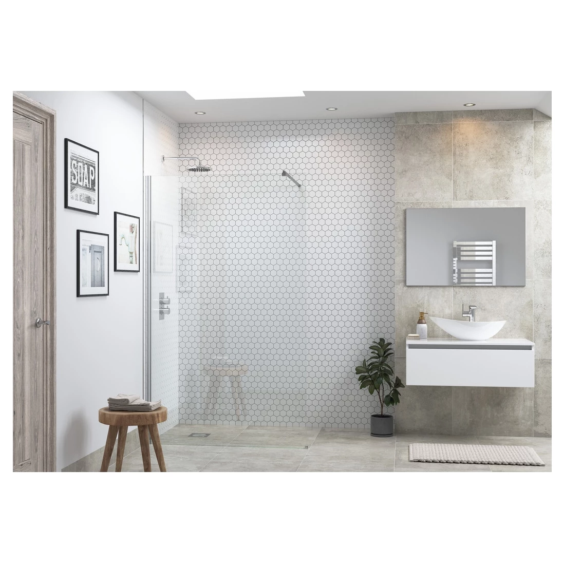 Refresh Dove Wetroom Panel & Support Bar 1200mm