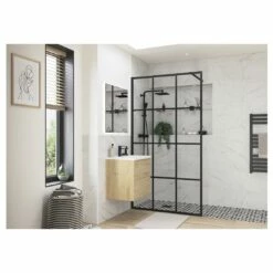 Refresh Wesley Black Framed Wetroom Panel 1200mm