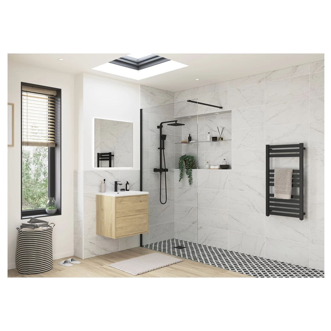 Refresh Wesley Black Profile Wetroom Panel 1200mm