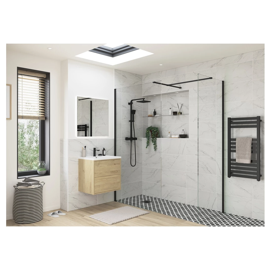 Refresh Wesley Black Profile Wetroom Panel 1200mm - Image 2