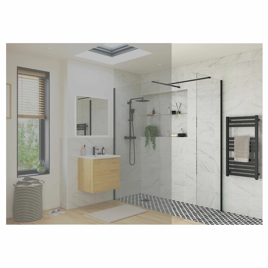Refresh Wesley Black Profile Wetroom Side Panel 900mm