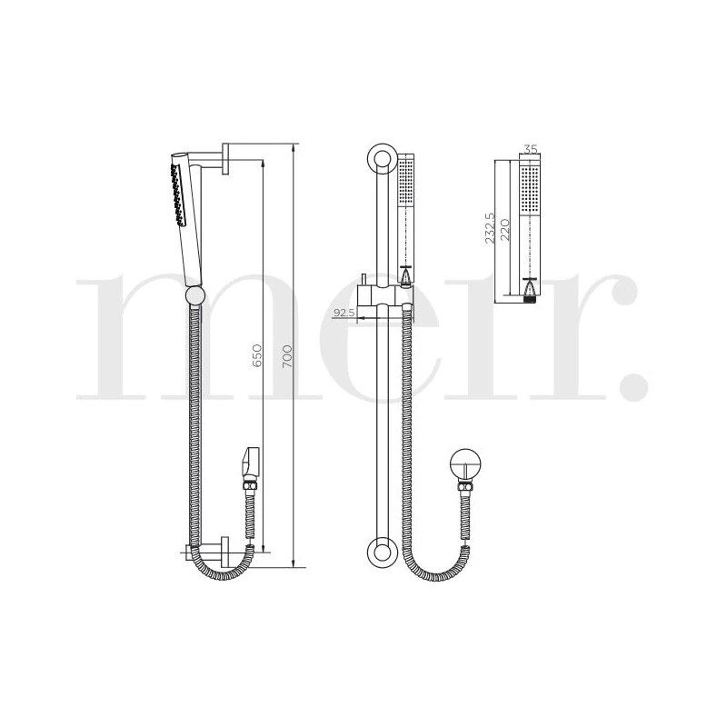 Meir Round Shower On Rail Column Champagne - Image 2