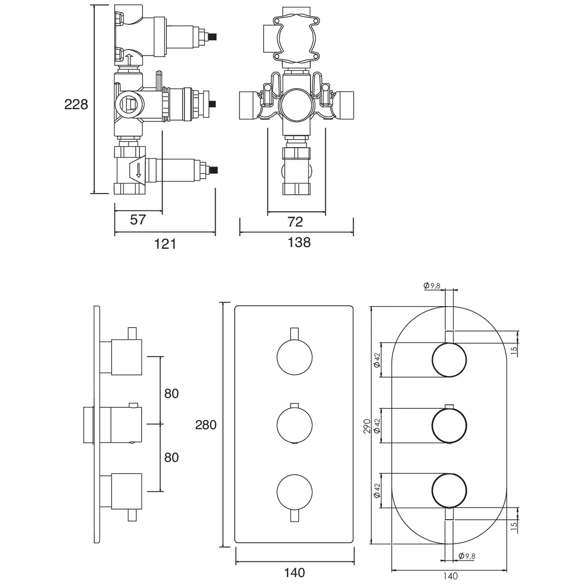 Methven Kaha 3 Way Concealed Shower Valve Black - Image 2
