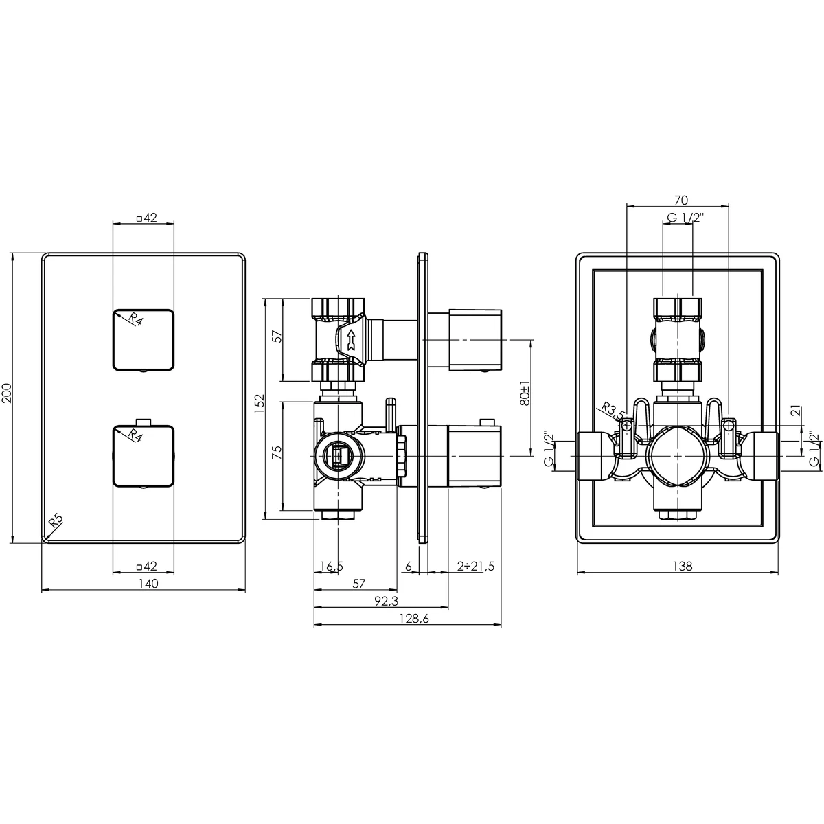 Methven Kiri 1 Way Concealed Shower Valve Chrome ABS - Image 2