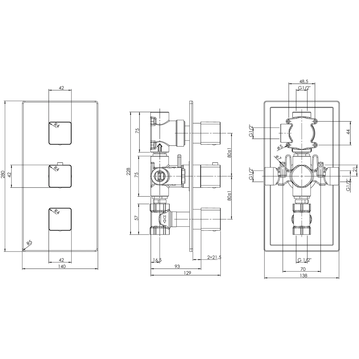 Methven Kiri 3 Way Concealed Shower Valve Chrome ABS - Image 2