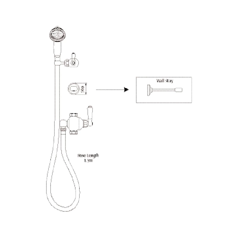 Perrin & Rowe Riser Diverter, Handshower & Hose Set Chrome - Image 2