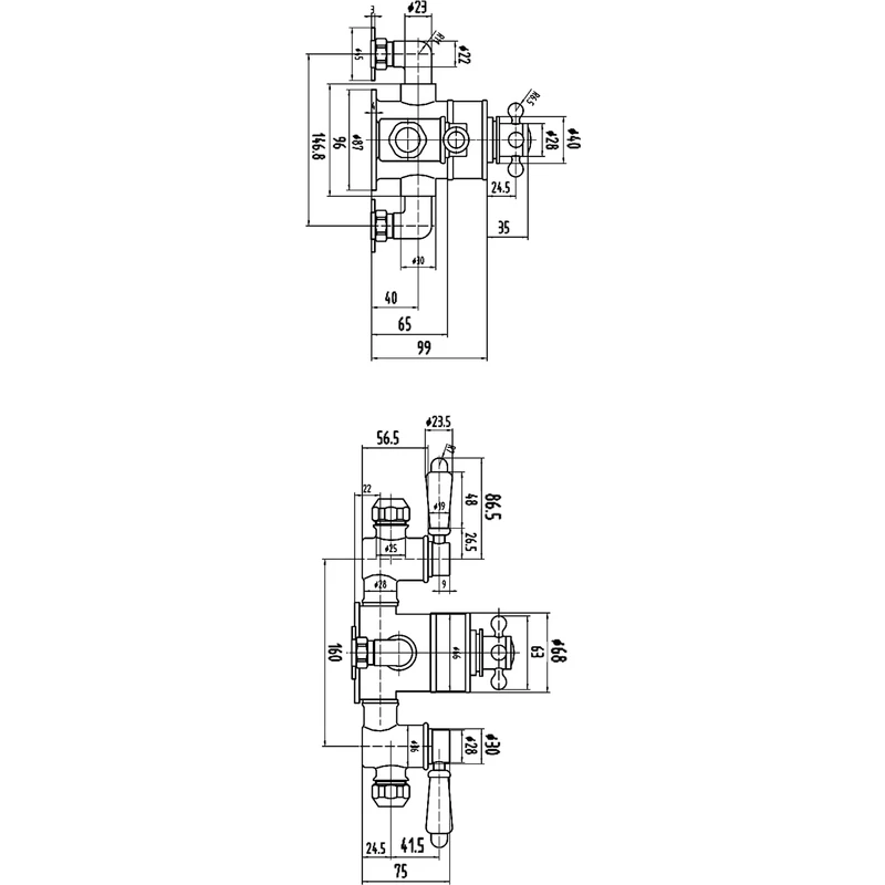 Premier® Premier Victorian Triple Thermostatic Shower Valve - Image 2